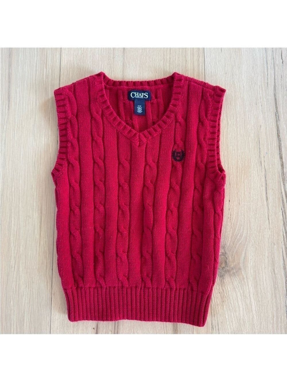 Chaps Red Sweater Vest 100% Cotton Size 4/4T